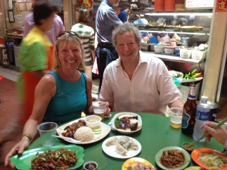 Fi and Richard in Maxwell Hawker Centre for lunch